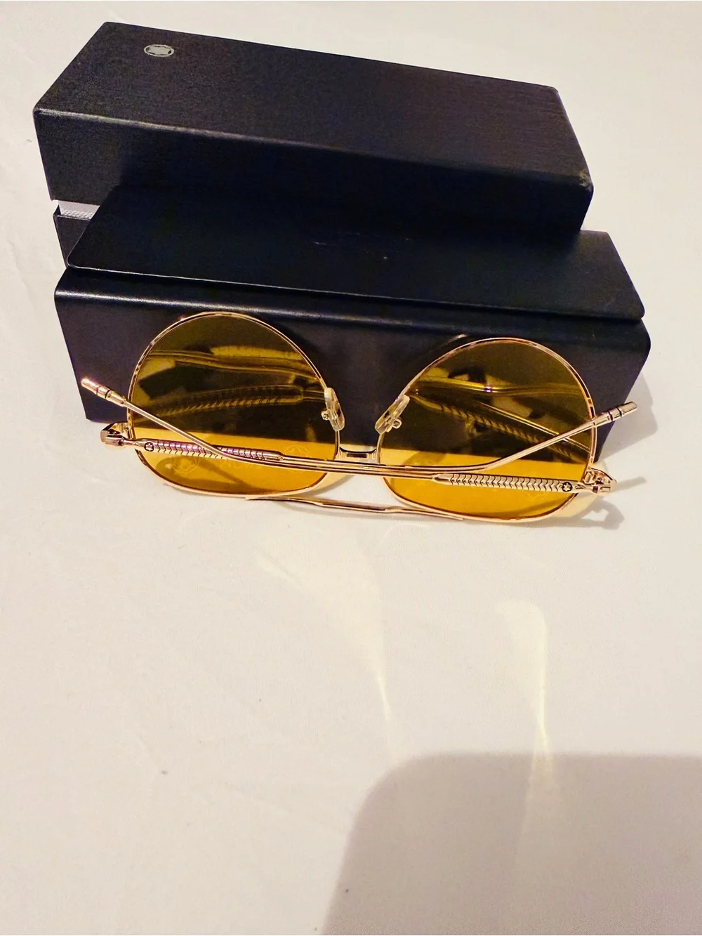 Montblanc Gold Frame Sunglasses with Yellow Lenses
